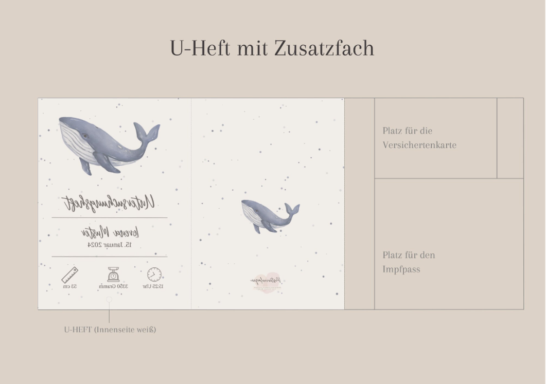 Untersuchungsheft Hülle und Impfpass Hülle personalisiert mit Namen | mit Innenfächer | Hochwertige Hülle für Untersuchungsheft und Impfpass