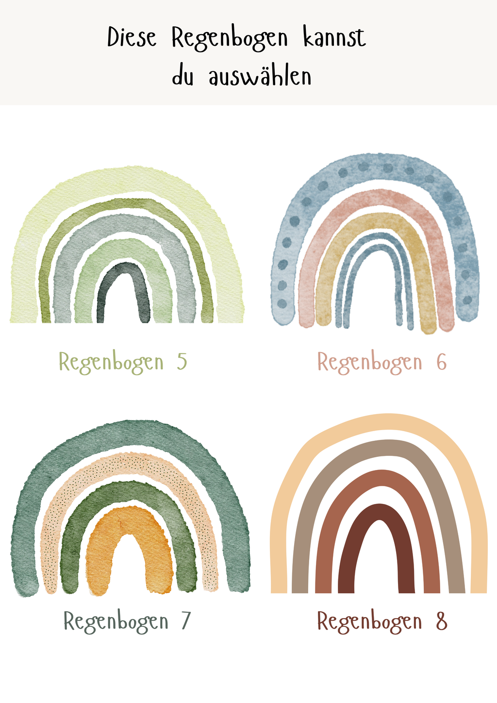 Personalisiertes Meilensteinposter zum ersten Geburtstag mit Regenbogen als PDF Datei, ausgedruckt in A4 oder mit Premium Bilderrahmen