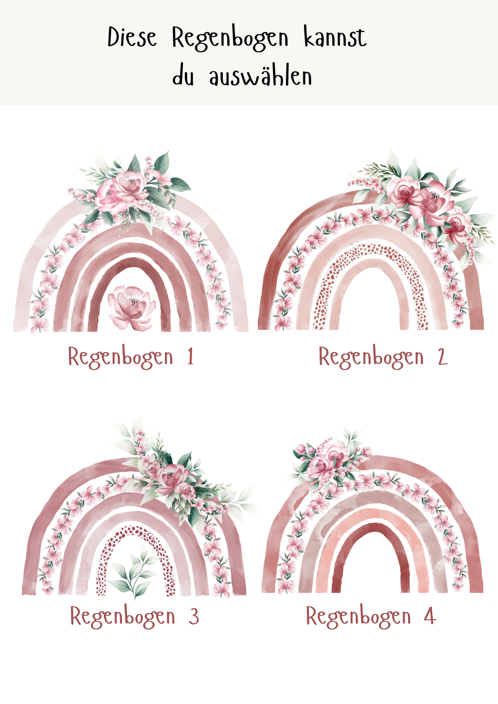 Personalisiertes Meilensteinposter zum ersten Geburtstag mit Regenbogen als PDF Datei, ausgedruckt A4 oder mit Premium Bilderrahmen