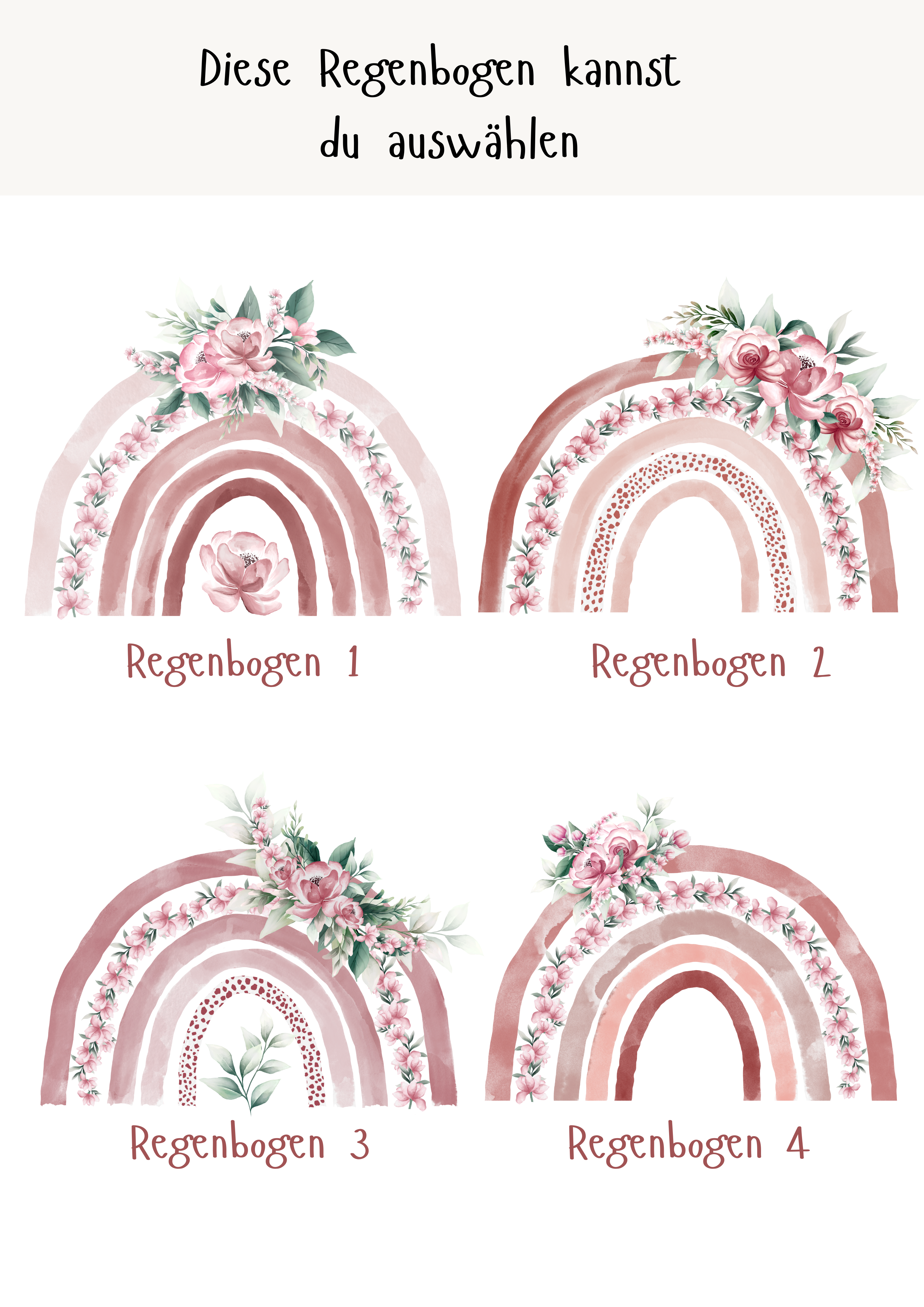 Personalisiertes Meilensteinposter zum ersten Geburtstag mit Regenbogen als PDF Datei, ausgedruckt A4 oder mit Premium Bilderrahmen