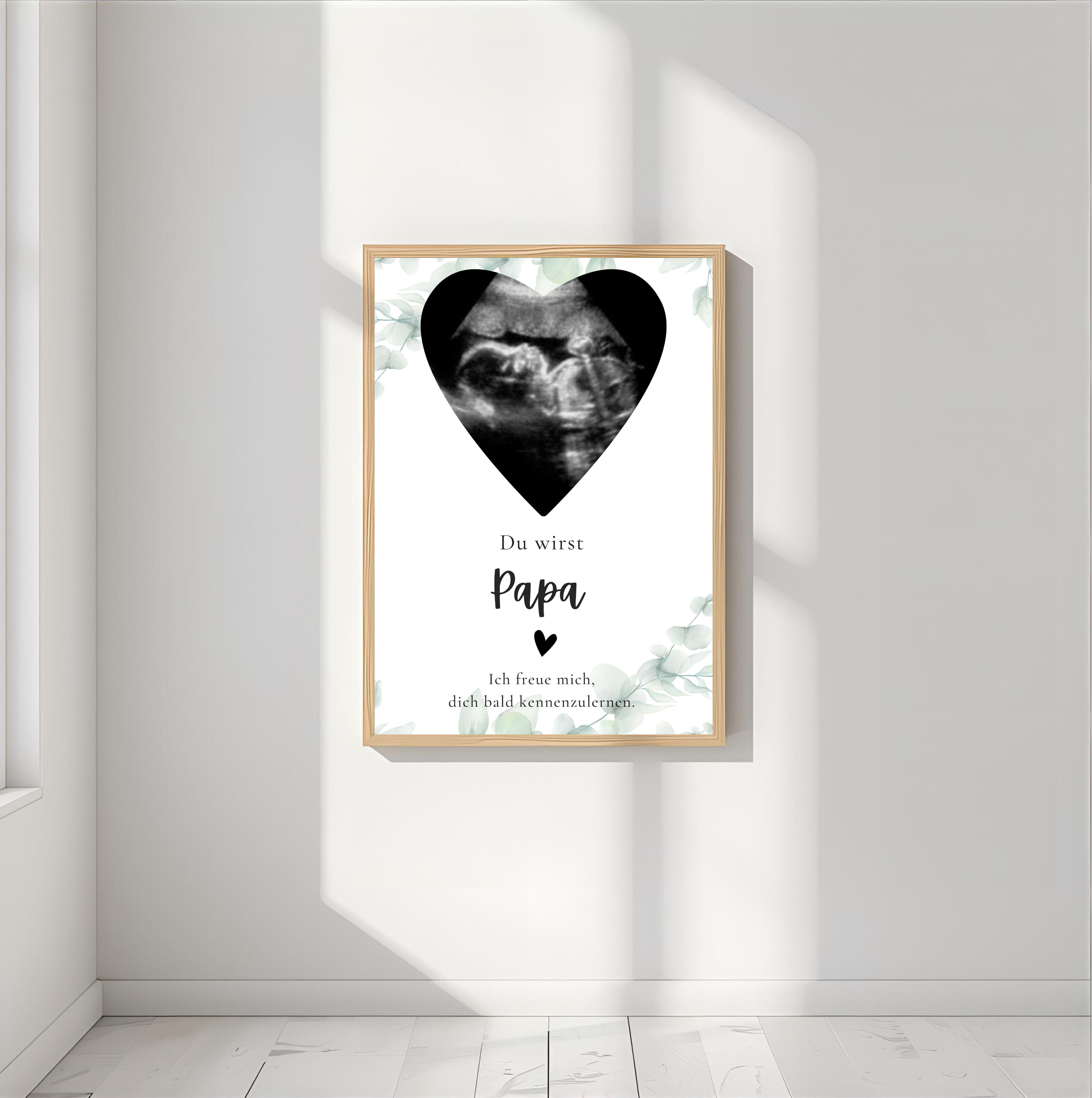 Poster Ultraschallbild personalisiert | Schwangerschaft verkünden als PDF Datei, ausgedruckt A4 oder mit Premium Bilderrahmen