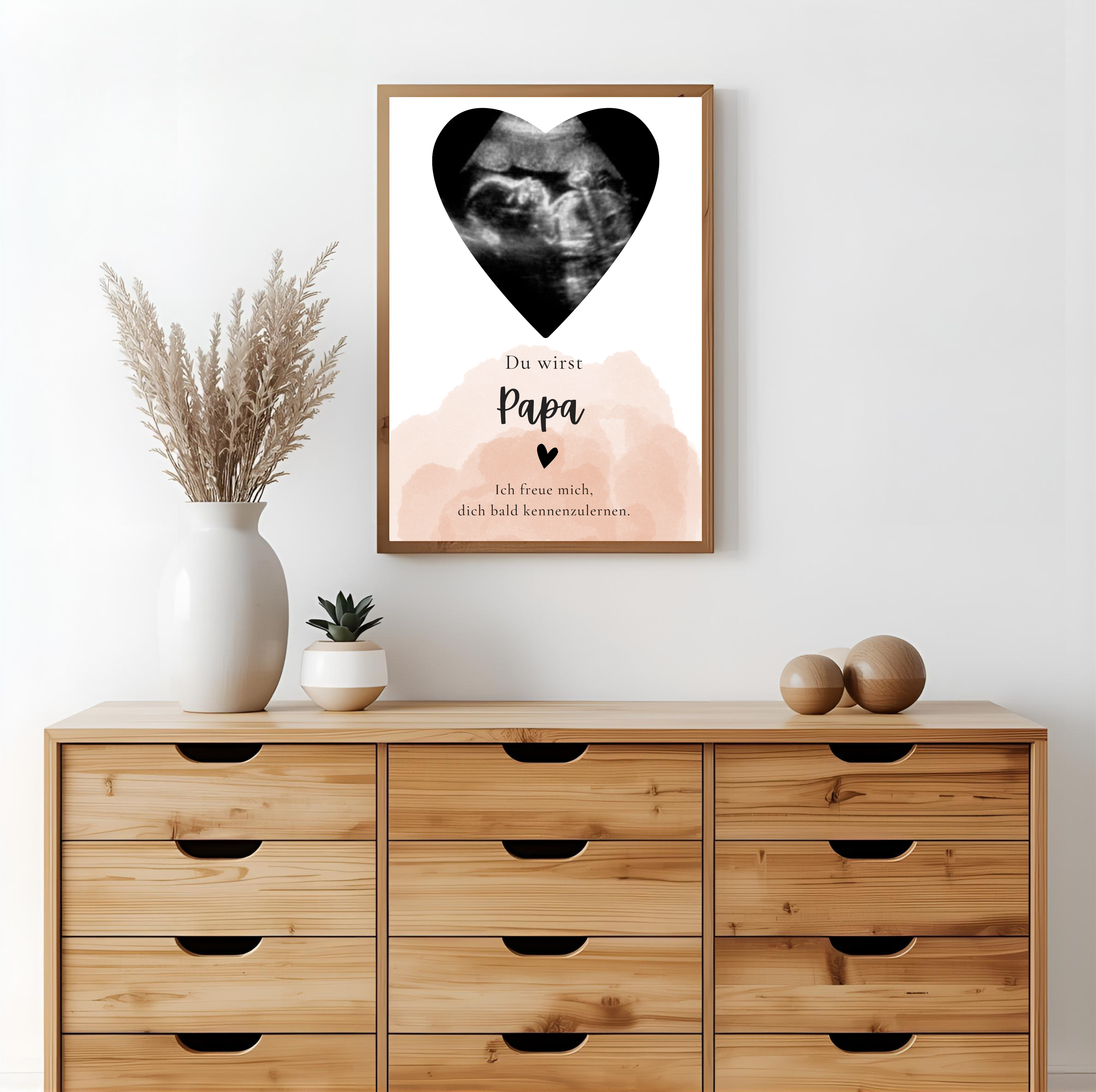Poster Ultraschallbild personalisiert | Schwangerschaft verkünden als PDF Datei, ausgedruckt A4 oder mit Premium Bilderrahmen
