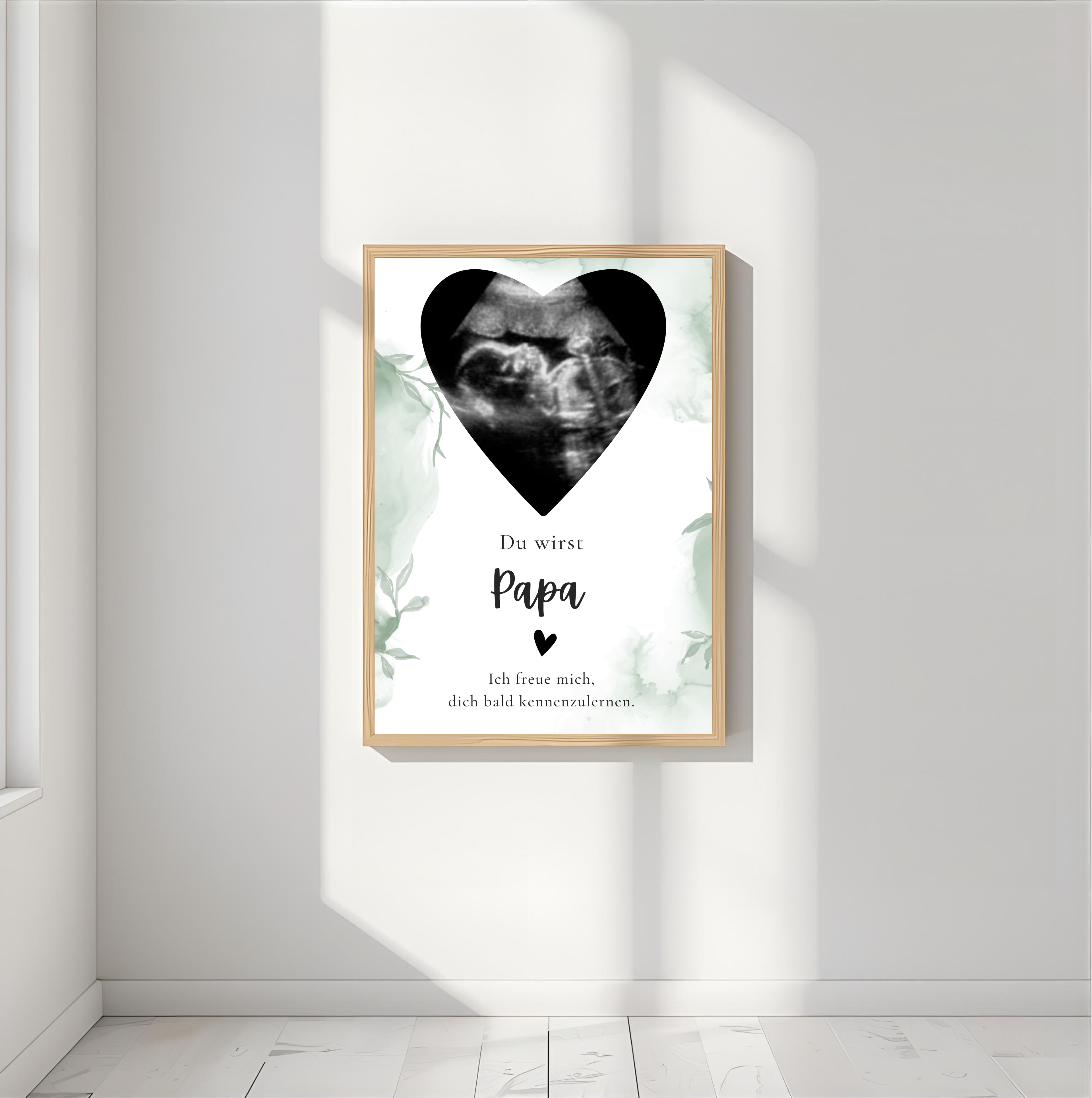 Poster Ultraschallbild personalisiert | Schwangerschaft verkünden als PDF Datei, ausgedruckt A4 oder mit Premium Bilderrahmen